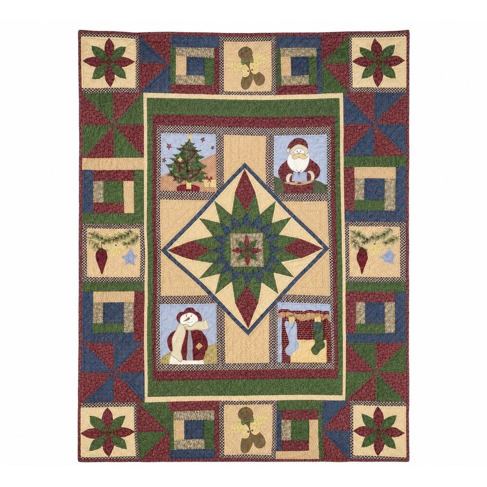 VNTG 90S Vintage JCPenney Christmas Holiday Quilt Twin Size Patchwork Farmhouse